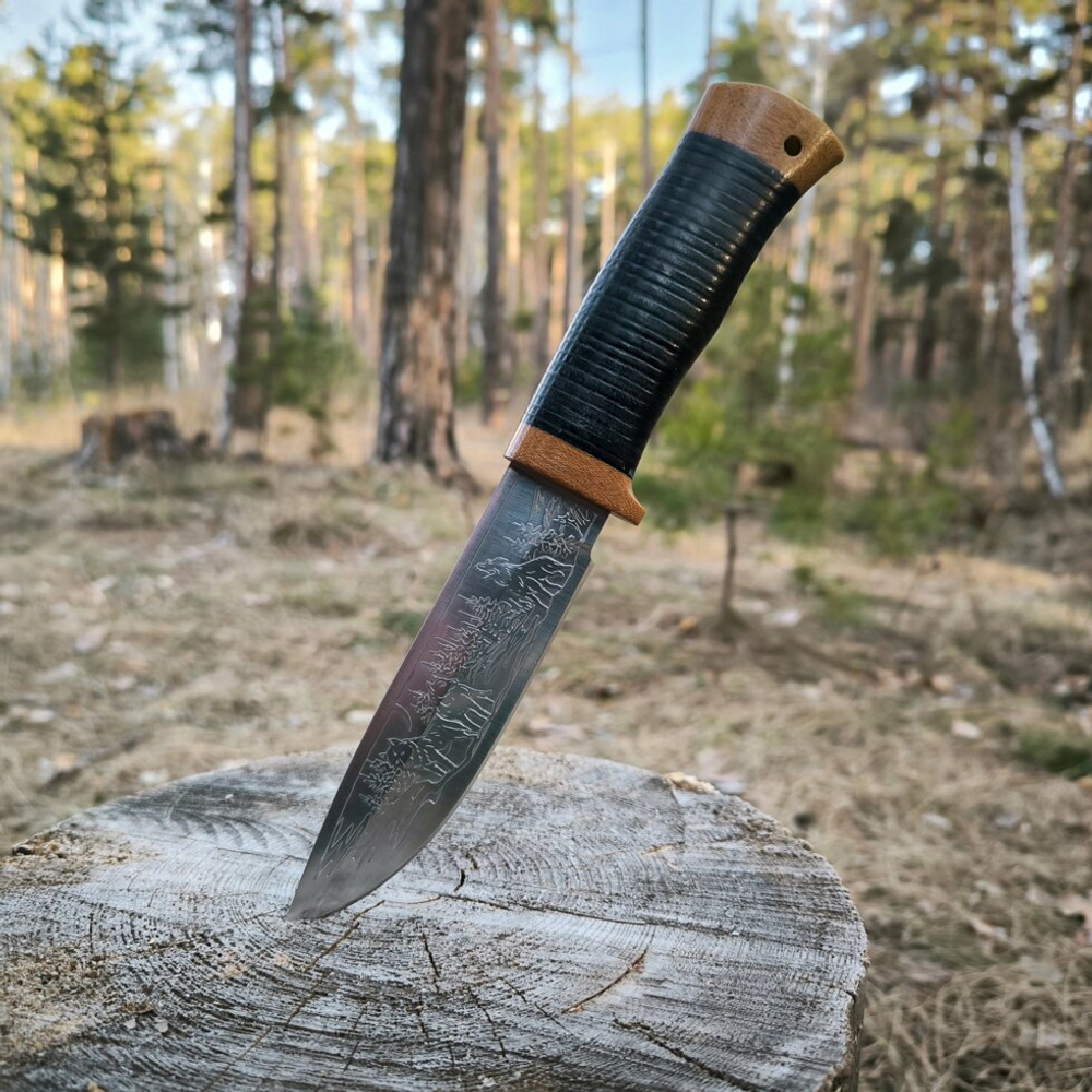Кованый нож НС-27 Хищники, гравировка (Златоуст)