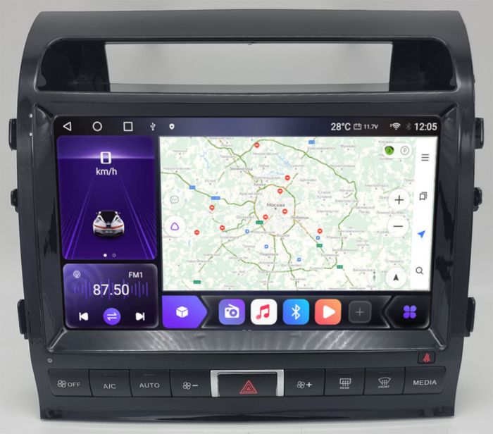 Магнитола для Toyota Land Cruiser 200 2007-2015 (климат на ШГУ) - Kuberg SF-1620-3-ABC QLed, Android 12, Быстрая, CarPlay, 4G SIM-слот