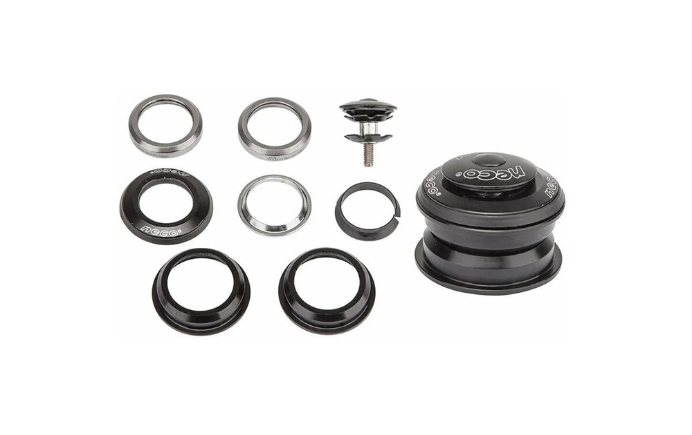 Рулевая колонка NECO, 1-1/8", б/резьбовая, п/интегрированная,  ZS 44/28.6  ZS 44/30, подшип. 41×36°×45°- 2шт, высота  10мм, черн.