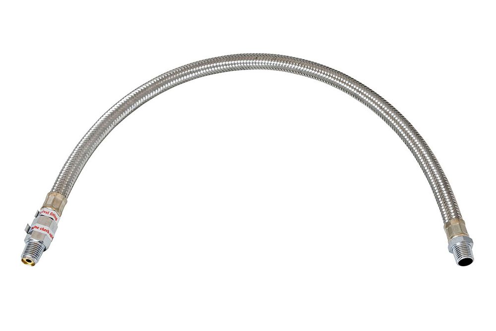 Шланг метализированый 50 см с обратным клапаном 1/4" (папа) х 1/4" (папа)