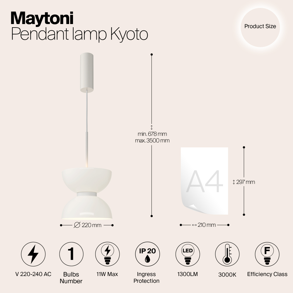 Подвесной светодиодный светильник Maytoni Kyoto MOD178PL-L11W3K