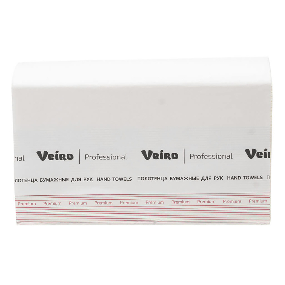 Бумажные полотенца Z-сложения в пачках Veiro Professional Premium белые двухслойные растворимые в воде (21 пачка по 200 л)