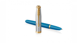 Перьевая ручка Parker 51 Premium Turquoise GT перо; M/F, чернила: Black,Blue, в подарочной упаковке.