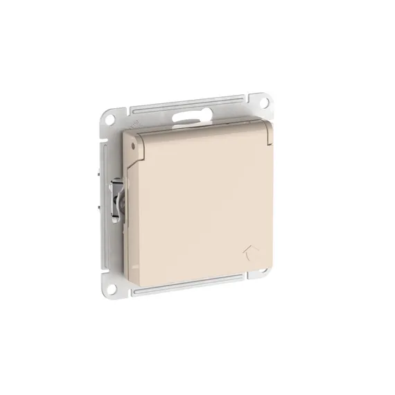 Розетка с крышкой Systeme Electric AtlasDesign Бежевый, самозажимные клеммы ATN000246S