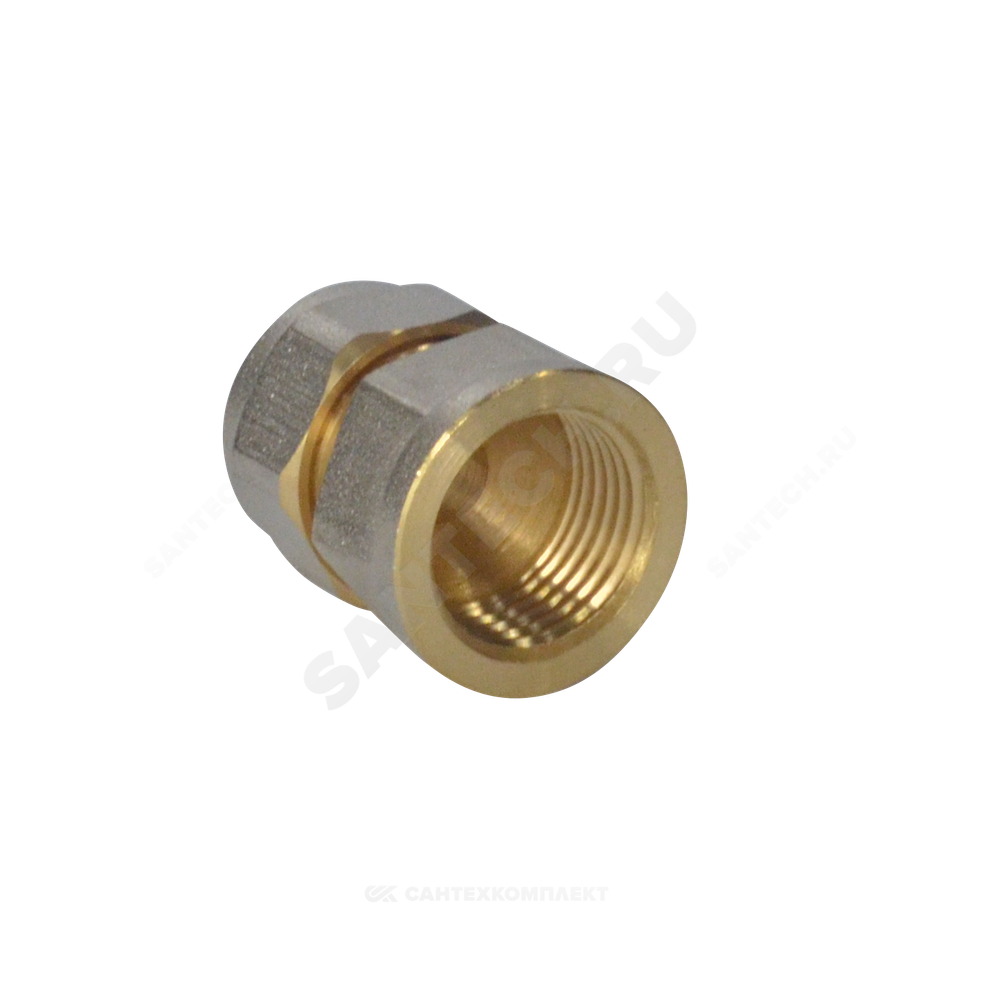 Муфта МП латунь никель обжим Дн 20х3/4" ВР ГОСТ 32415-2013 7002 Aquasfera 7002-04