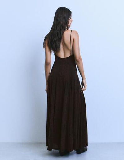 Женское длинное платье на бретелях - BERSHKA