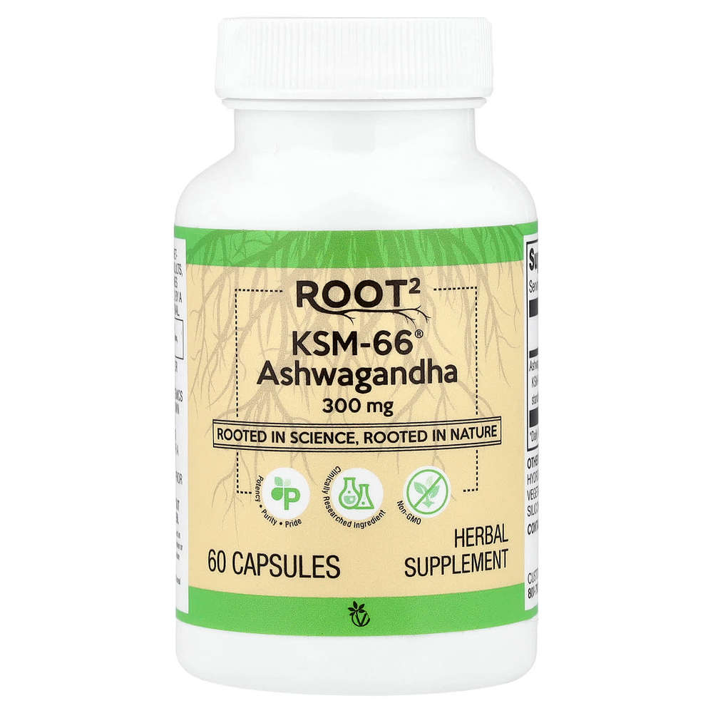 Vitacost, ROOT², KSM-66®, ашваганда, 300 мг, 60 капсул