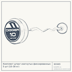 Комплект штанг изогнутых фиксированных 5 шт (10–30 кг) — от 51 000 ₽