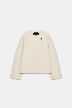 ZARA КОРОТКОЕ ПАЛЬТО ИЗ СМЕСОВОЙ ШЕРСТИ — ZW COLLECTION, ЭКРЮ