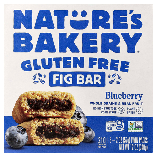 Nature's Bakery, батончик с инжиром без глютена, голубика, 6 двойных упаковок по 57 г (2 унции)