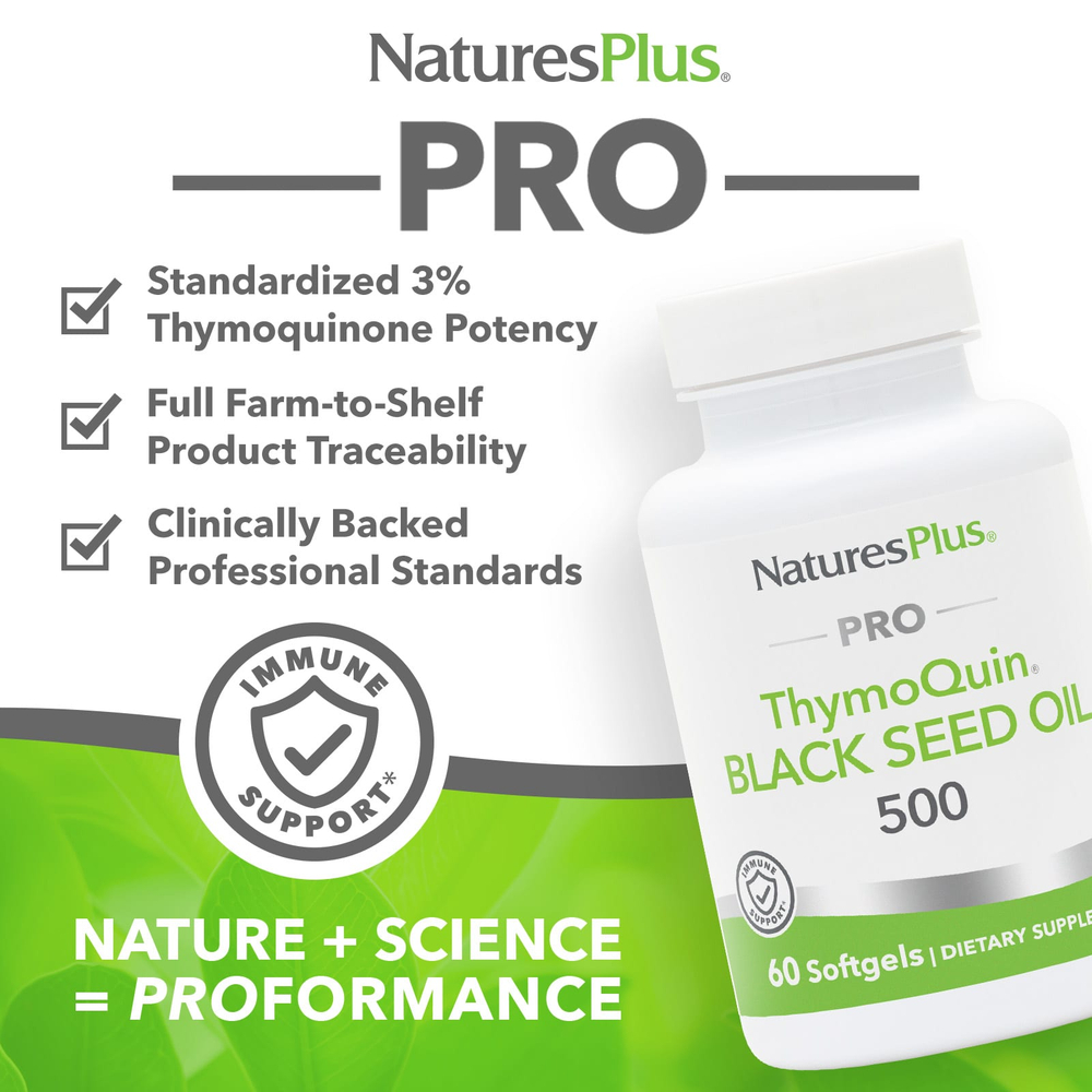 NaturesPlus, Масло черного тмина Pro ThymoQuin® 500, 60 капсул (500 мг в 1 капсуле)