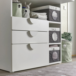 IKEA LEN  (ИКЕА ЛЕН)  -  Коробка для хранения - серая/белая в горошек 25x37x22 см