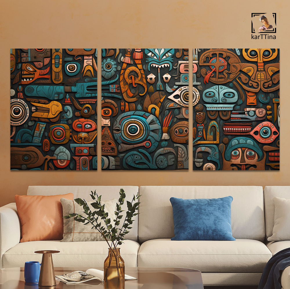 Картина karTTina "МИР ГЛАЗАМИ ДРЕВНИХ", 150 см х 70 см