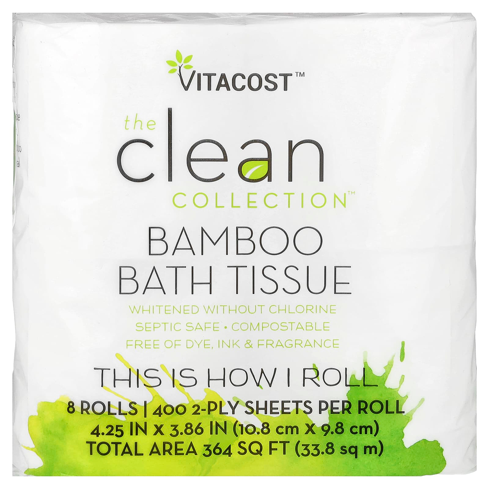 Vitacost, The Clean Collection™, Bamboo Bath Tissue, 8 Rolls