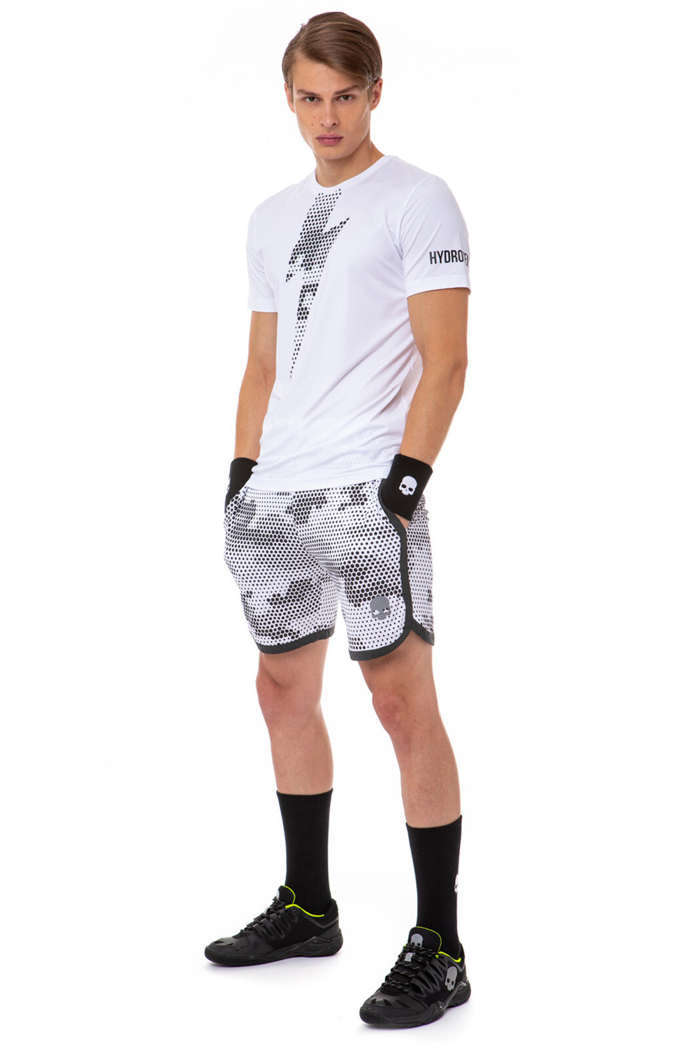 Мужская теннисная футболка Hydrogen Tech Thunderbolt Tee Man - white/black