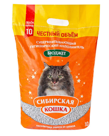 Наполнитель Сибирская Кошка Бюджет впитывающий для кошек 10 л
