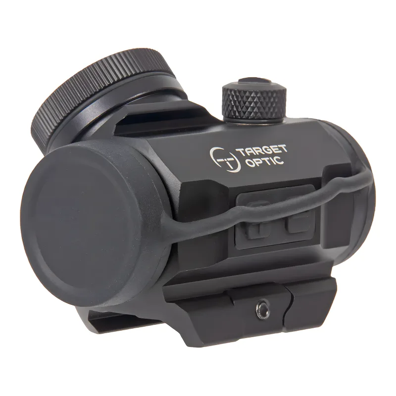 Коллиматор Target Optic 1x22, Weaver, красная марка, проставка, аккумулятор - общий вид с защитными крышками