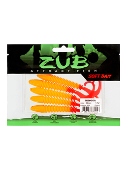 Приманка ZUB-MINOGA  90мм(3,5")-5шт, (цвет 011) желтое тело-красный хвост