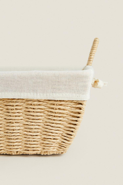 ZARA HOME КОРЗИНА С ТКАНЕВОЙ ПОДКЛАДКОЙ, СВЕТЛО-БЕЖЕВЫЙ