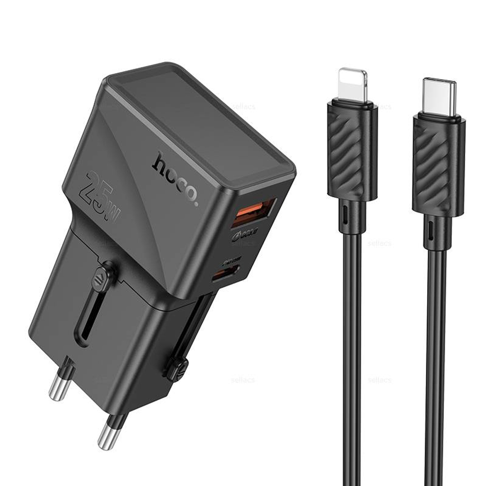 Зарядное устройство для Lightning Hoco AC24 Mini PD25W+QC3.0 (black)