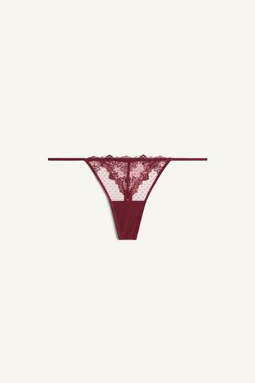 ZARA КРУЖЕВНЫЕ СТРИНГИ - LIMITED EDITION , БУРГУНДИ