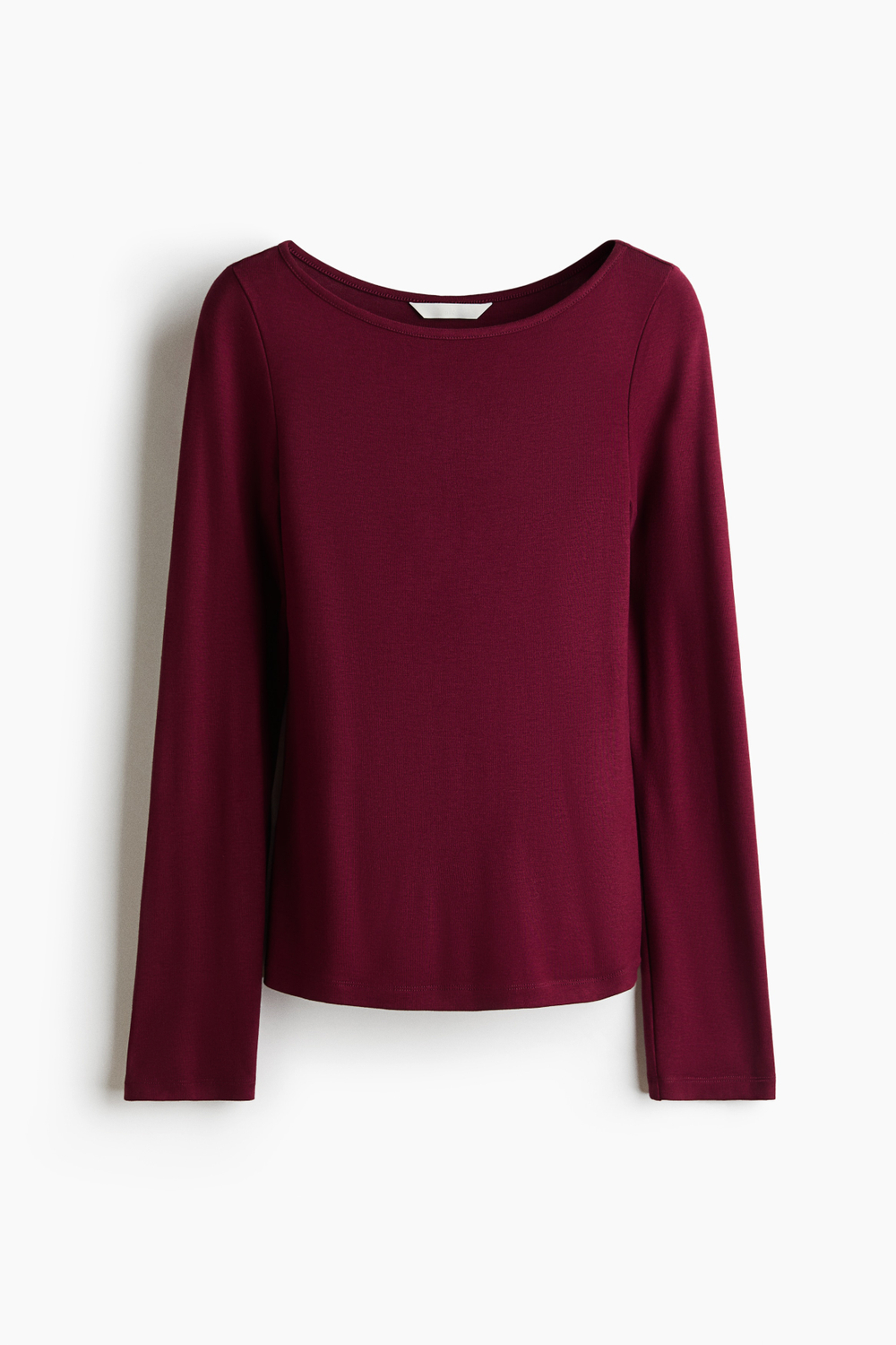 Тонкий трикотажный топ с длинными рукавами — Светло-бежевый - H&M