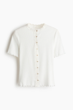 Хлопковый топ с кружевной лентой - H&M
