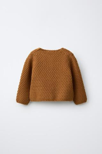 ZARA КАРДИГАН ИЗ СМЕСОВОЙ ШЕРСТИ С НАШИВКОЙ, РЖАВЫЙ