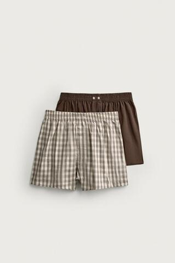 ZARA НАБОР ИЗ ДВУХ ТРУСОВ-БОКСЕРОВ ИЗ КОМБИНИРОВАННОГО ПОПЛИНА, РАЗНОЦВЕТНЫЙ