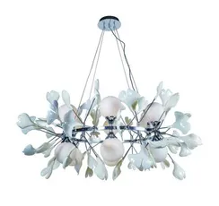 Люстра подвесная NewRgy 5747R/12 CHROME+WHITE, 12×15 Вт, хромированная и белая