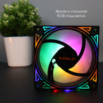 Вентилятор ТЕСЛА (TESLA) RGB120-GD, 120мм, 3-pin+Molex, черный-белый/FRGB, 1200rpm, 38CFM, 21дБ, антивибропрокладки (TSL-120-GD)