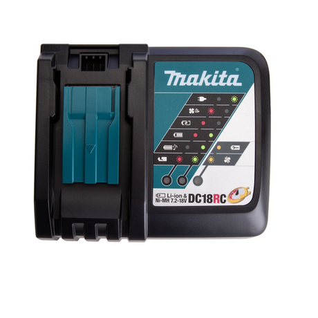 Зарядное устройство Makita DC18RC быстрое LXT 18В, для аккумуляторов Li-ion, Ni-Cd, Ni-MH с напряжением от 7,2 до 18В 630C82-2