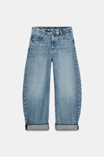 ДЖИНСЫ BALLOON С ОТВОРОТАМИ И СРЕДНЕЙ ПОСАДКОЙ — ZW COLLECTION — ZARA