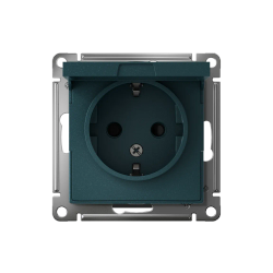 ATLASDESIGN РОЗЕТКА с заземлением со шторками с крышкой, 16А, IP20, механизм, ИЗУМРУД