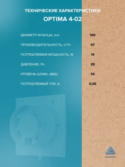 Вентилятор накладной OPTIMA D100 тяг.выкл. AURAMAX