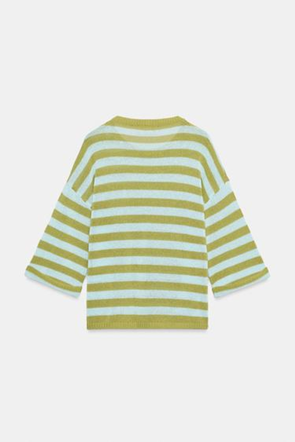 ZARA ТРИКОТАЖНЫЙ ТОП В ПОЛОСКУ, ЗЕЛЕНАЯ ПОЛОСА