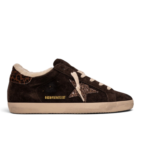 Women’s Super-Star with Shearling Lining, Brown Glitter Star