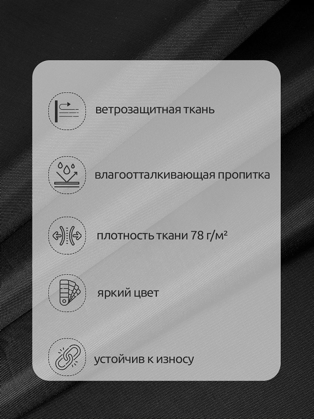 Оксфорд 200D PU1000 78 г/м², 150 см / 10 метров, ОКС.TBY200D.S580.10, S580 черный