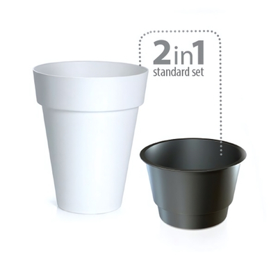 Кашпо КУБ СЛИМ CUBE slim 2в1 (с технолог горшком) d27,6 h34,9 V8/12л - белый