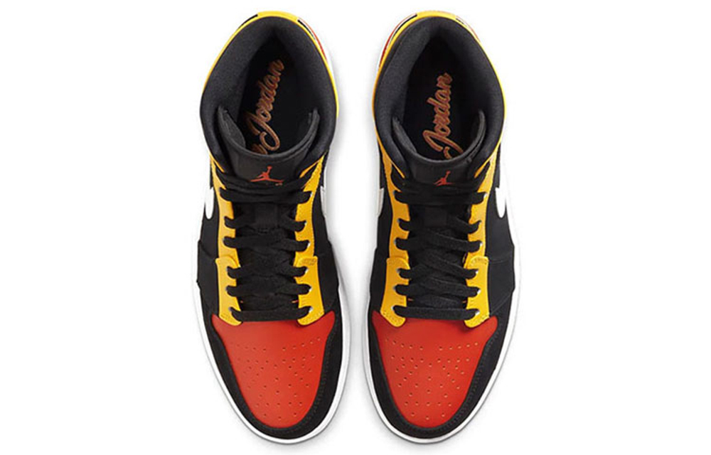 Jordan 1 Mid Black Amarillo Orange