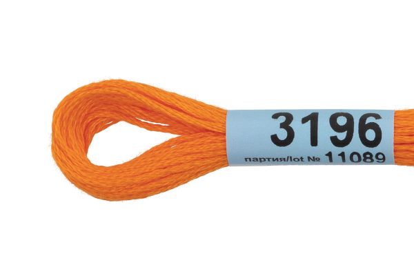 Мулине Gamma 100% хлопок, цв.3196 яр.оранжевый, 24 мотка по 8 метров