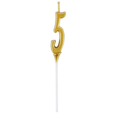 Свеча-цифра "5" Элегант Золото 5см