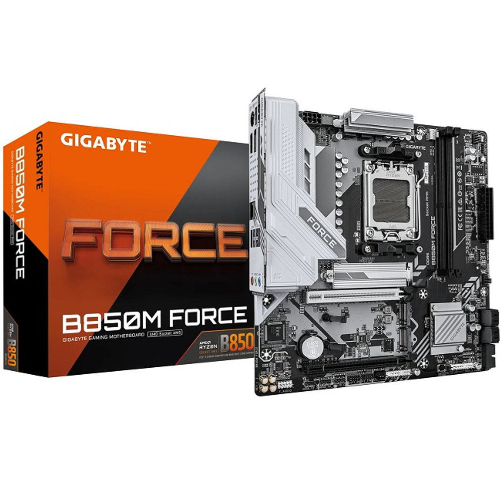 Материнская плата GIGABYTE B850M FORCE (AM5/AMD B850/2xDDR5/2xPCI-Ex16/3xM.2/SB7.1/GLAN/DisplayPort/HDMI/mATX)