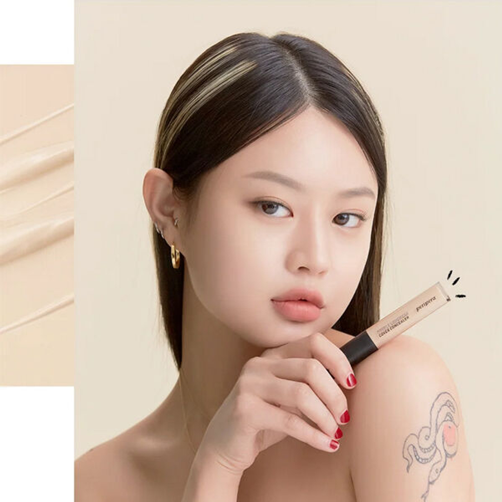 Нежный консилер полного покрытия Peripera Double Longwear Cover Concealer #01 Pure Ivory, 5.5г