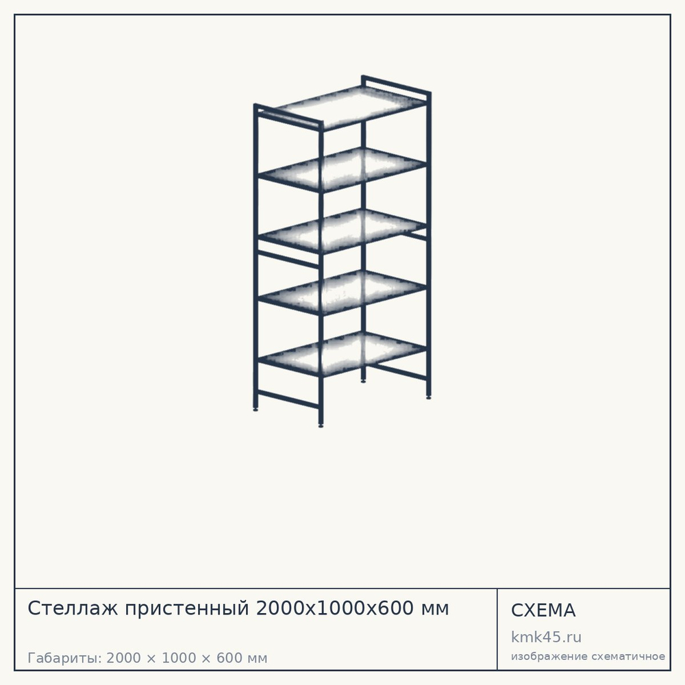 Стеллаж пристенный 2000х1000х600 мм — от 19 000 ₽