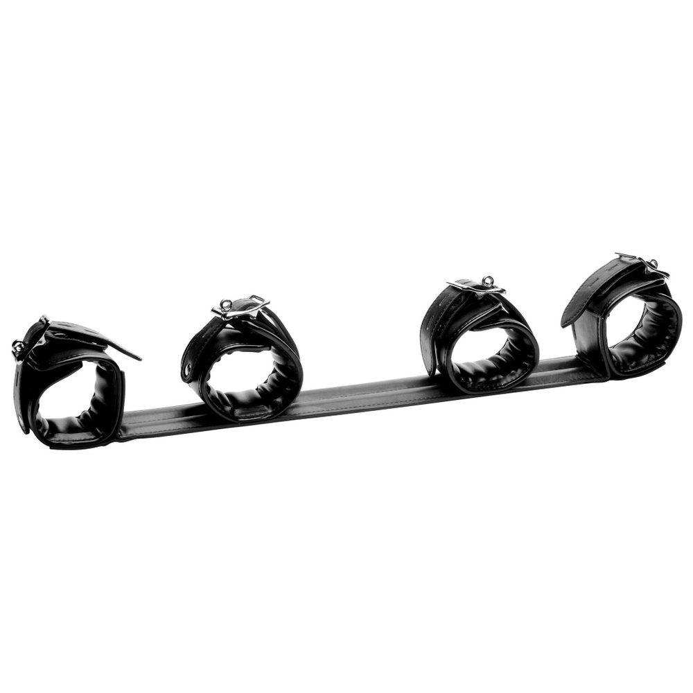 Черная распорка с манжетами для рук и ног Deluxe Rigid Spreader Bar (Цвет: черный)