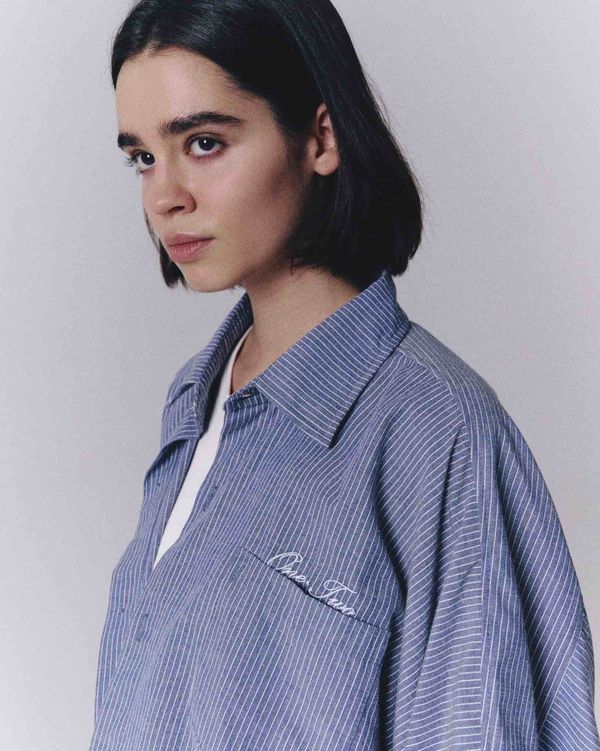 Рубашка Oversized Striped Shirt Dirty-Blue - фото 4