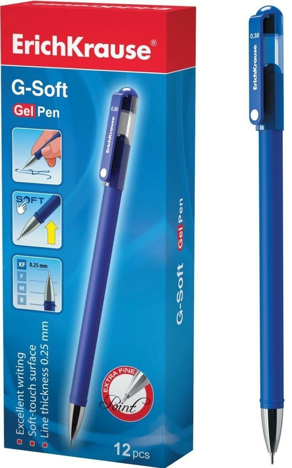 Ручка гелевая 0,38 мм, синяя "G-SOFT" (ErichKrause)