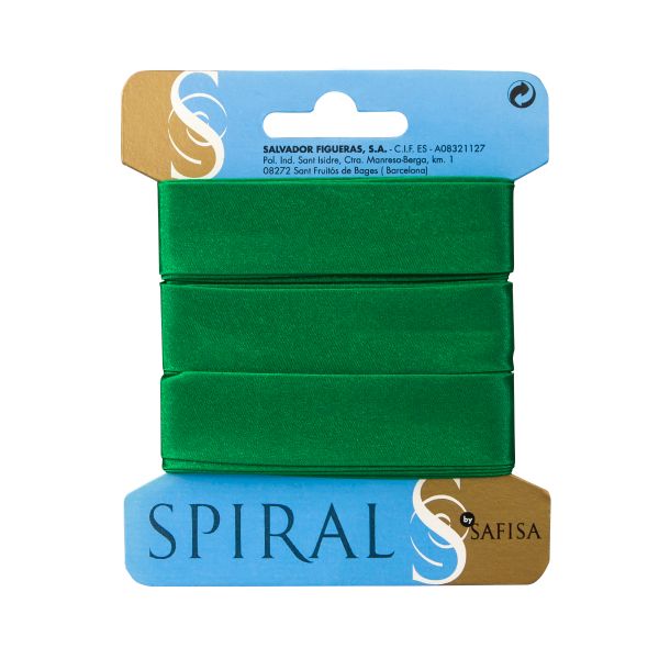 Косая бейка атласная отрез 20 мм / 2.5 метра, 25 зеленый, Safisa (Spiral)
