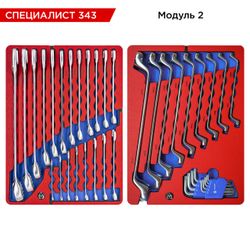 МАСТАК (52-07343G) Набор инструментов 343 предмета, "СПЕЦИАЛИСТ 343", в серой тележке